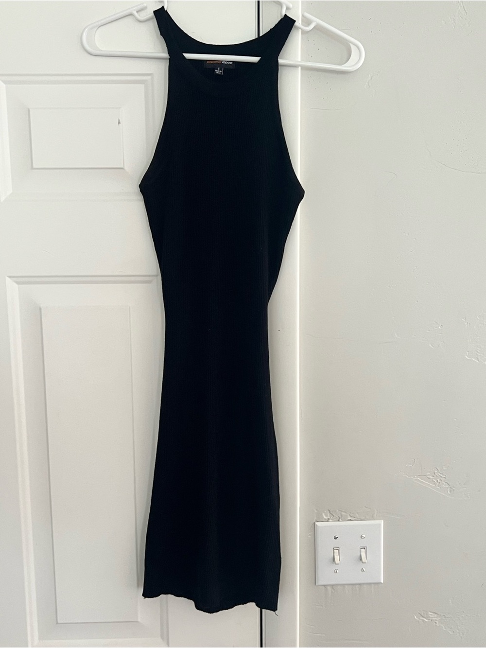 Ambiance Black Backless Ribbed Midi Dress